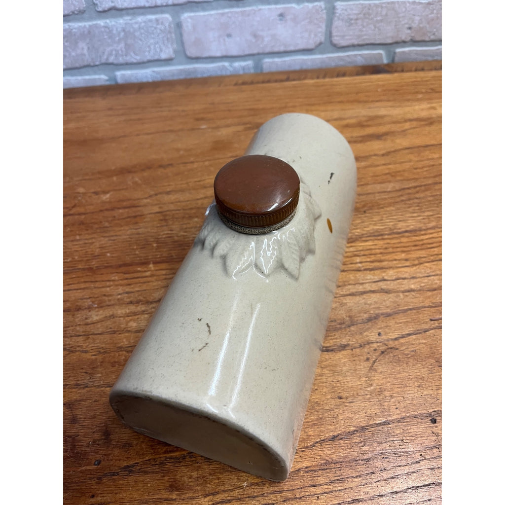 Antique Primitive Bourne Denby Derby Stoneware Bed Foot Warmer Crock Farmhouse