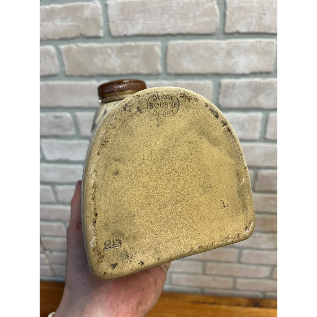Antique Primitive Bourne Denby Derby Stoneware Bed Foot Warmer Crock Farmhouse