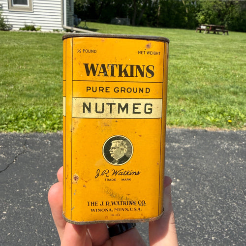Vintage Watkins Nutmeg Spice Tin Kitchen Decor 1940s
