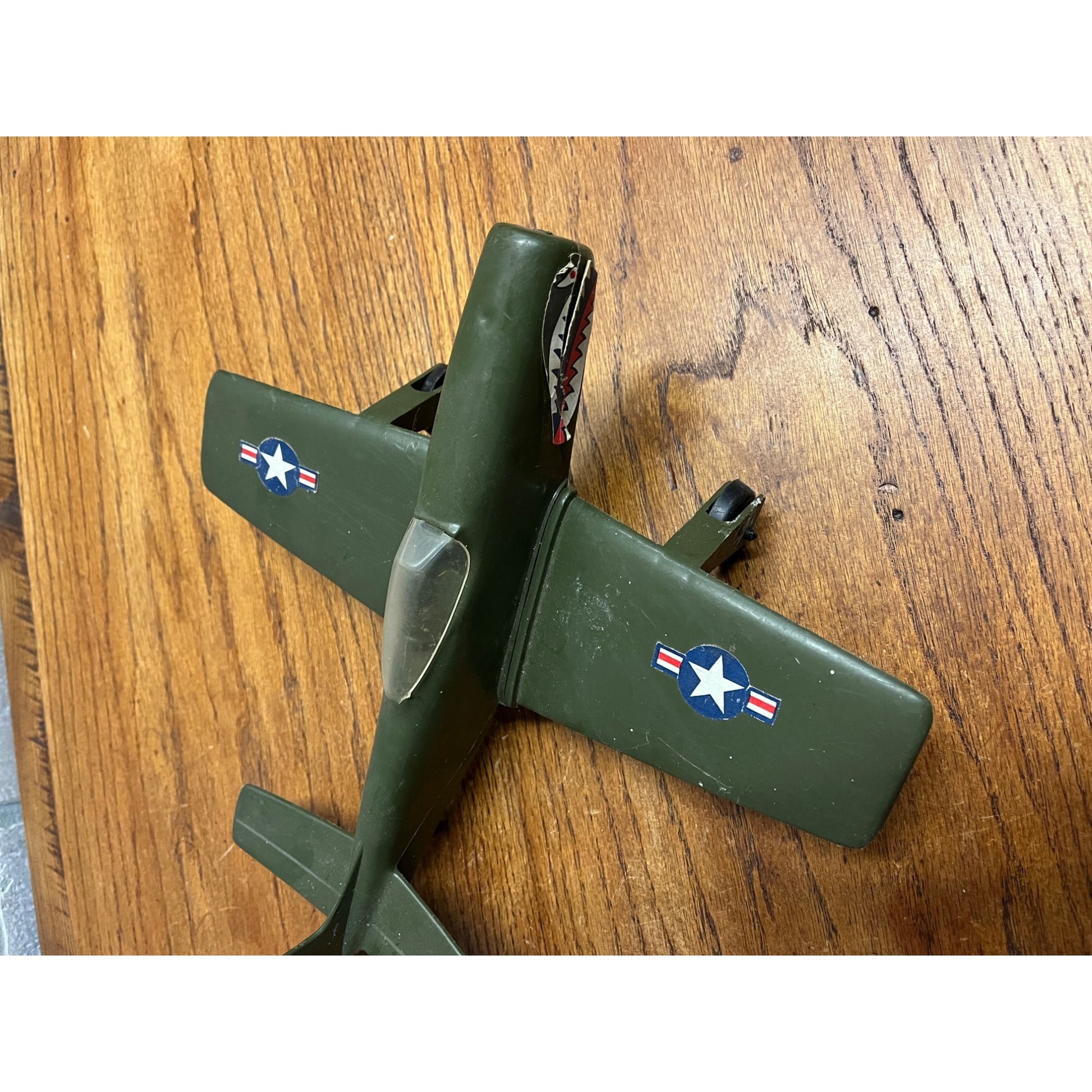 Vintage WWII Plastic P-51 Mustang Airplane US Army Green P51 - Gay Toys Inc.