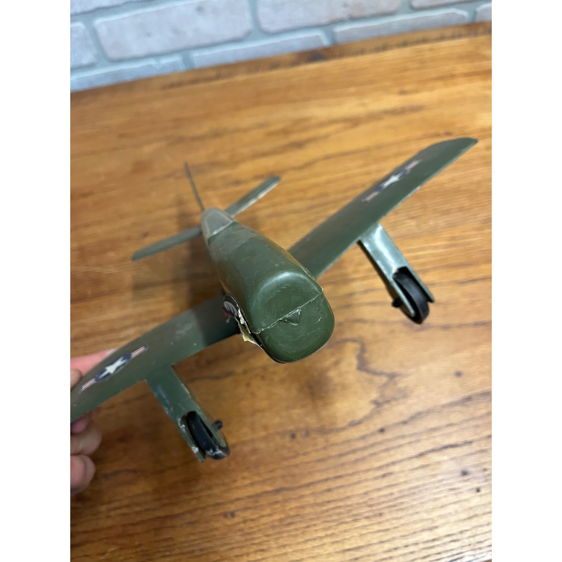 Vintage WWII Plastic P-51 Mustang Airplane US Army Green P51 - Gay Toys Inc.