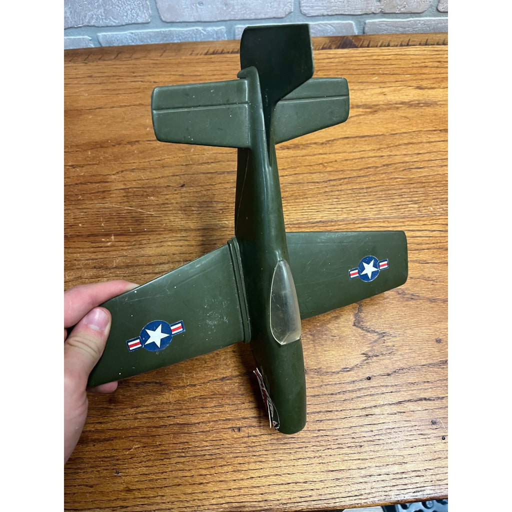 Vintage WWII Plastic P-51 Mustang Airplane US Army Green P51 - Gay Toys Inc.