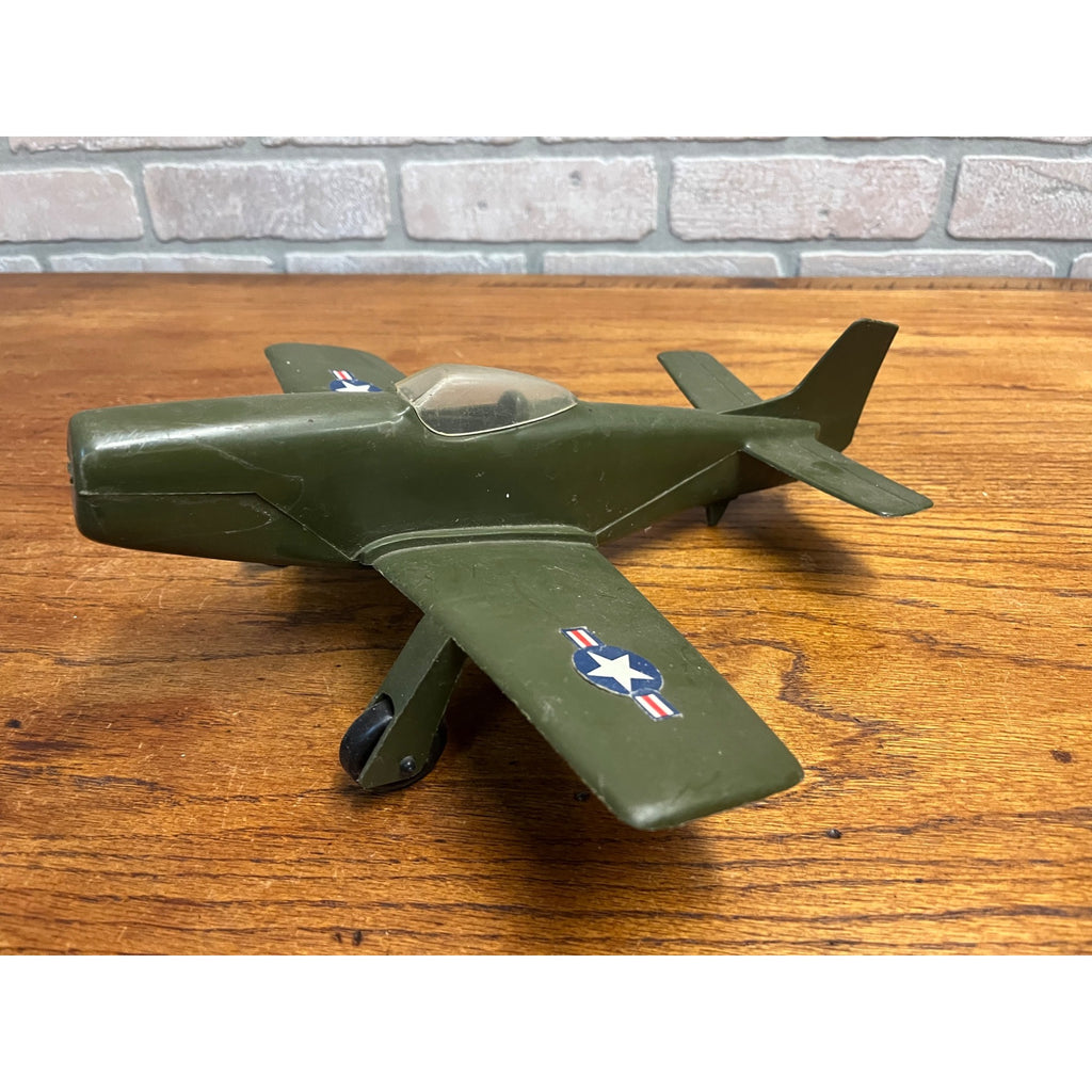 Vintage WWII Plastic P-51 Mustang Airplane US Army Green P51 - Gay Toys Inc.