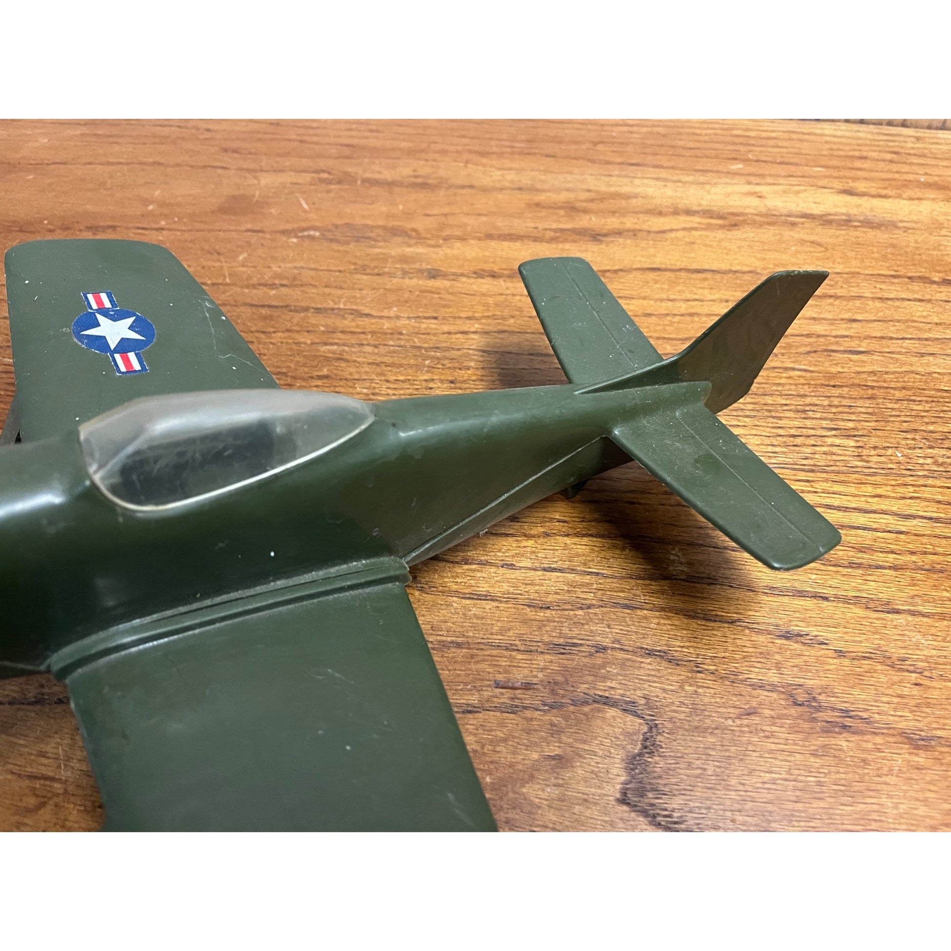 Vintage WWII Plastic P-51 Mustang Airplane US Army Green P51 - Gay Toys Inc.
