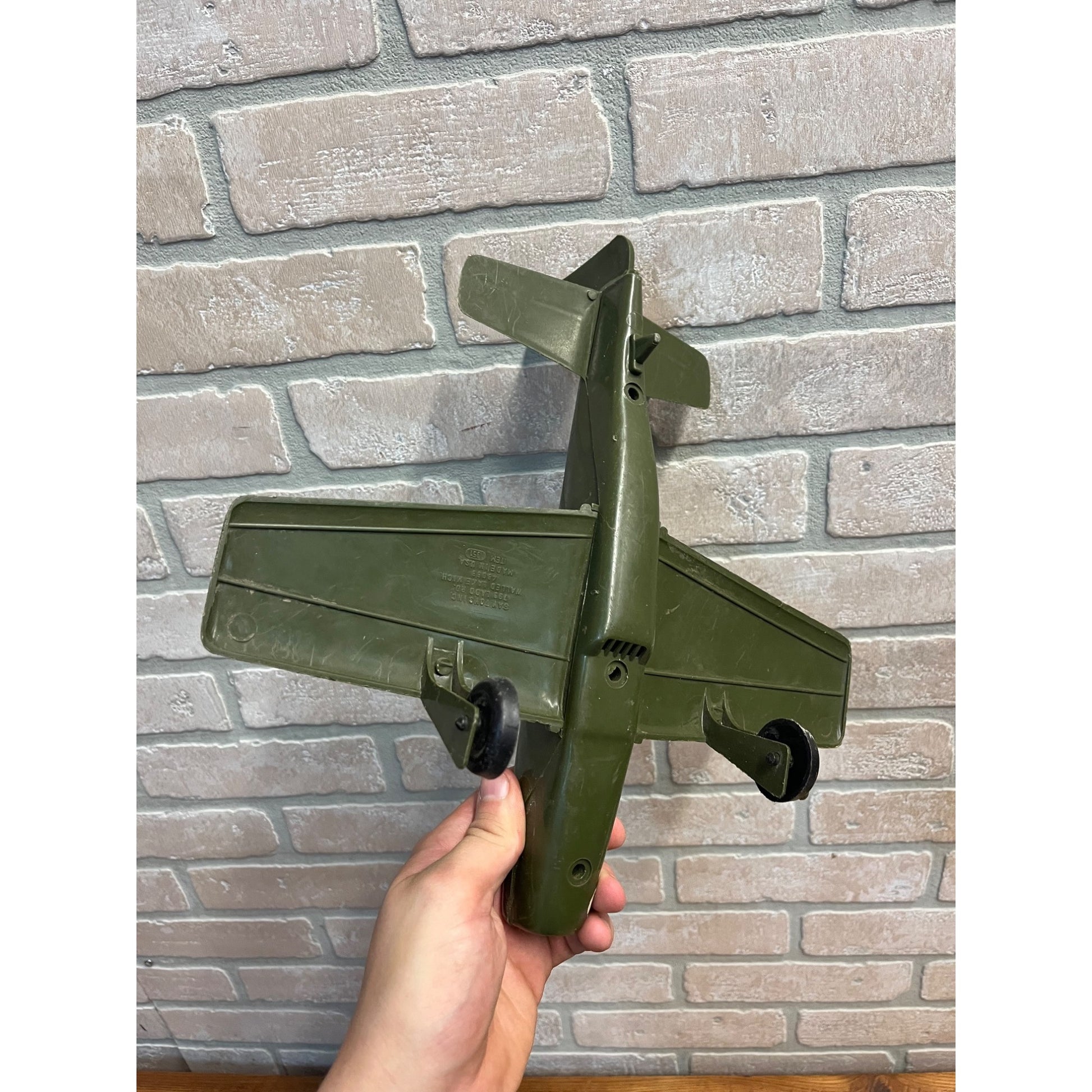 Vintage WWII Plastic P-51 Mustang Airplane US Army Green P51 - Gay Toys Inc.