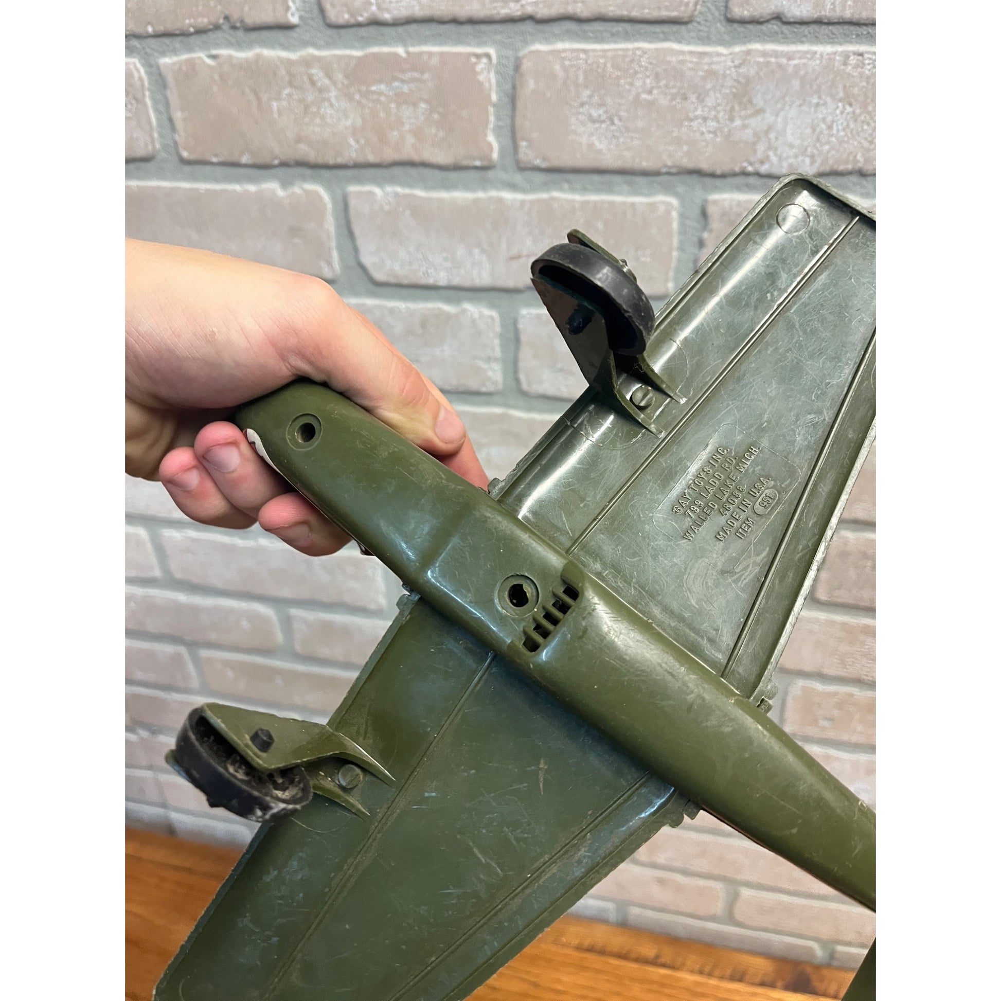 Vintage WWII Plastic P-51 Mustang Airplane US Army Green P51 - Gay Toys Inc.