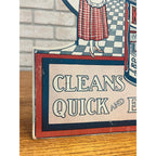 Vintage 1940s Kitchen Klenzer Polish Advertising Store Display Easelback Sign