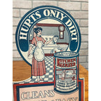 Vintage 1940s Kitchen Klenzer Polish Advertising Store Display Easelback Sign