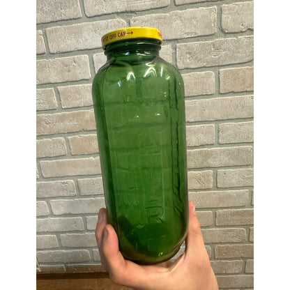 Vintage 1960s Green Glass WATER / JUICE Refridgerator Fridge Bottle 40oz