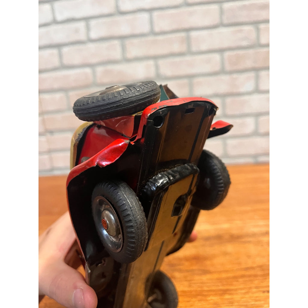 Vintage Tin Bandai Japan Friction British MG Roadster Red 1960s