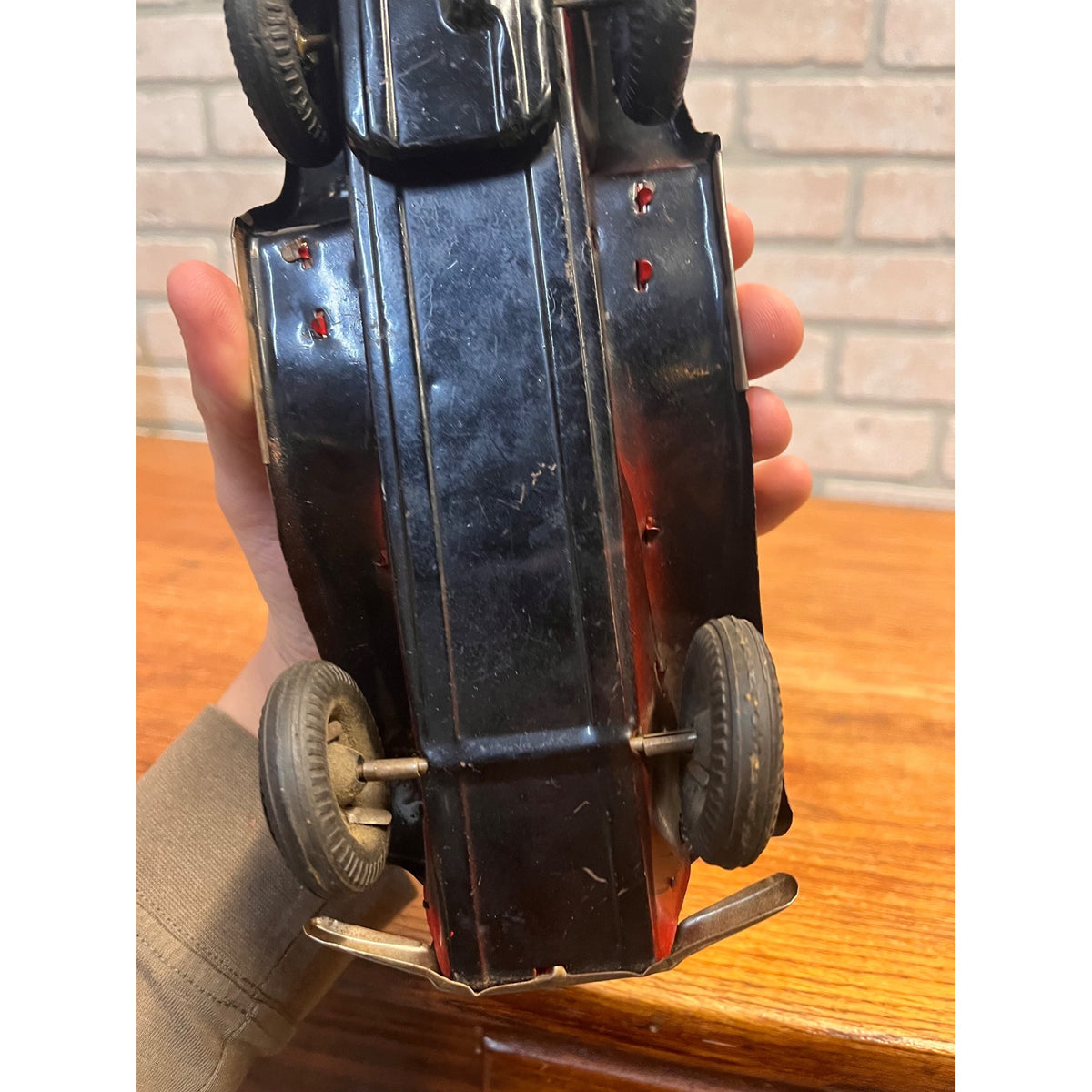 Vintage Tin Bandai Japan Friction British MG Roadster Red 1960s