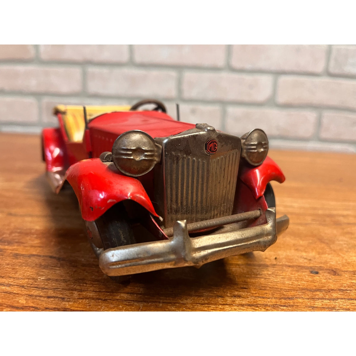 Vintage Tin Bandai Japan Friction British MG Roadster Red 1960s
