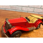 Vintage Tin Bandai Japan Friction British MG Roadster Red 1960s