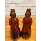 Vintage Mrs Buttersworth Maple Syrup Amber Glass Bottles Lot (2) 10"
