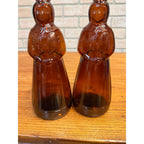 Vintage Mrs Buttersworth Maple Syrup Amber Glass Bottles Lot (2) 10"
