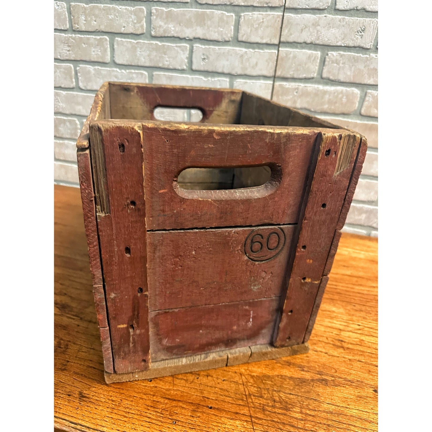 Vintage Maribel Mineral Springs Soda Wooden Crate Wisconsin Primitive Red Paint