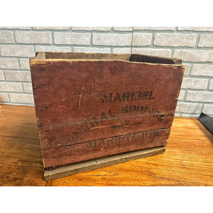 Vintage Maribel Mineral Springs Soda Wooden Crate Wisconsin Primitive Red Paint