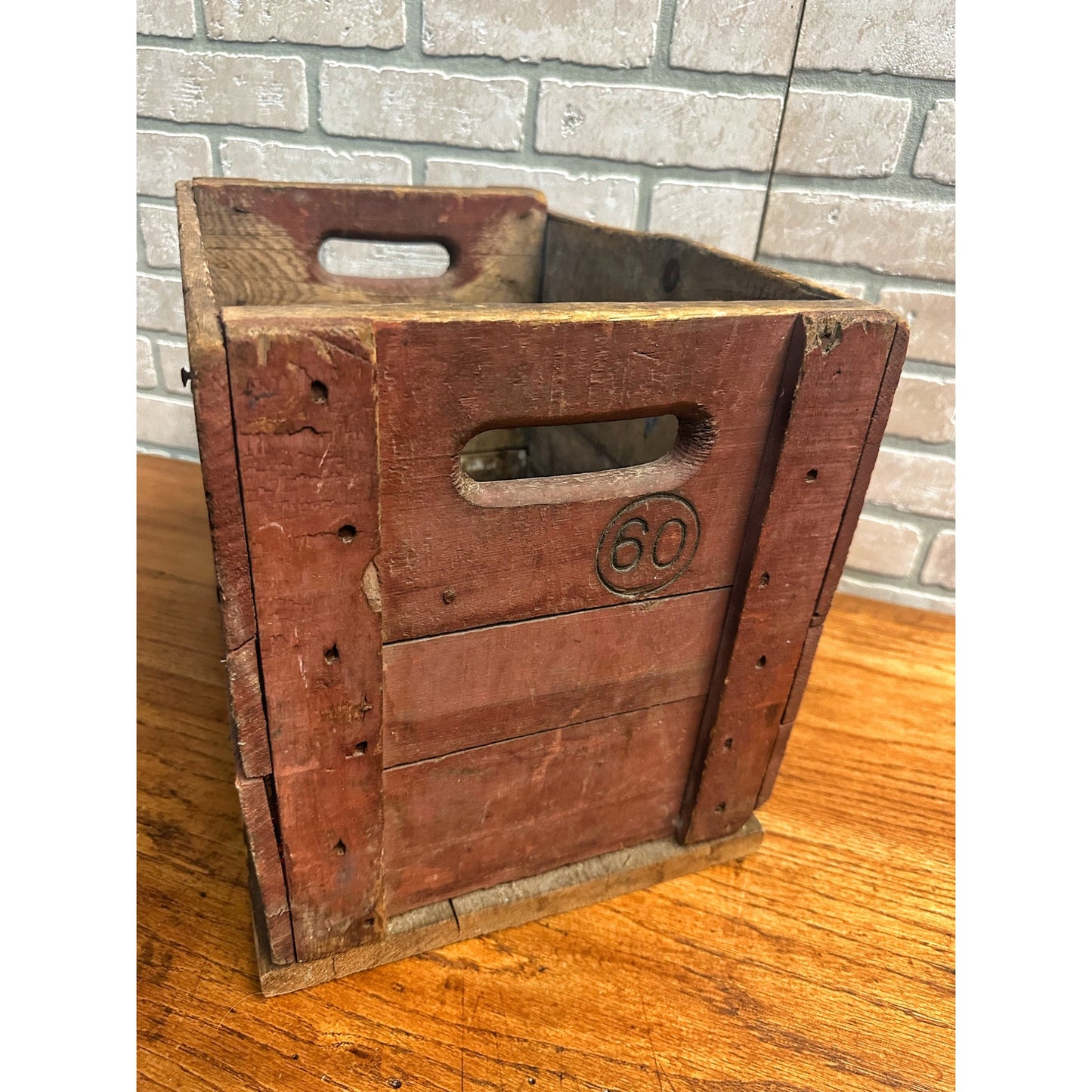 Vintage Maribel Mineral Springs Soda Wooden Crate Wisconsin Primitive Red Paint