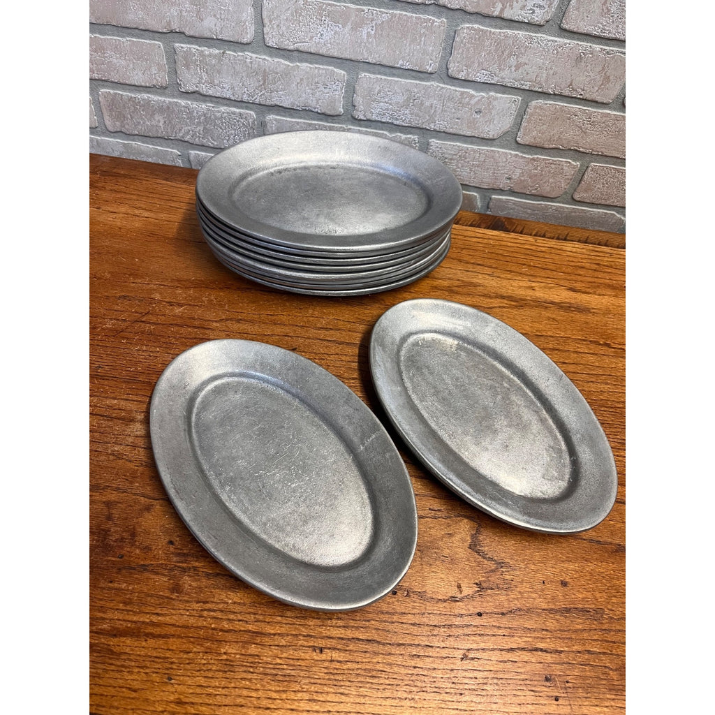 Vintage Lot of Ten (10) Bremer MFG. Oval Aluminum Fajita Steak Platters Elkhart Lake, Wis. WI