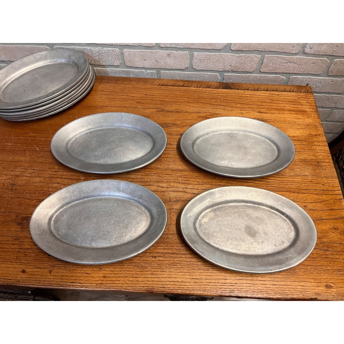 Vintage Lot of Ten (10) Bremer MFG. Oval Aluminum Fajita Steak Platters Elkhart Lake, Wis. WI