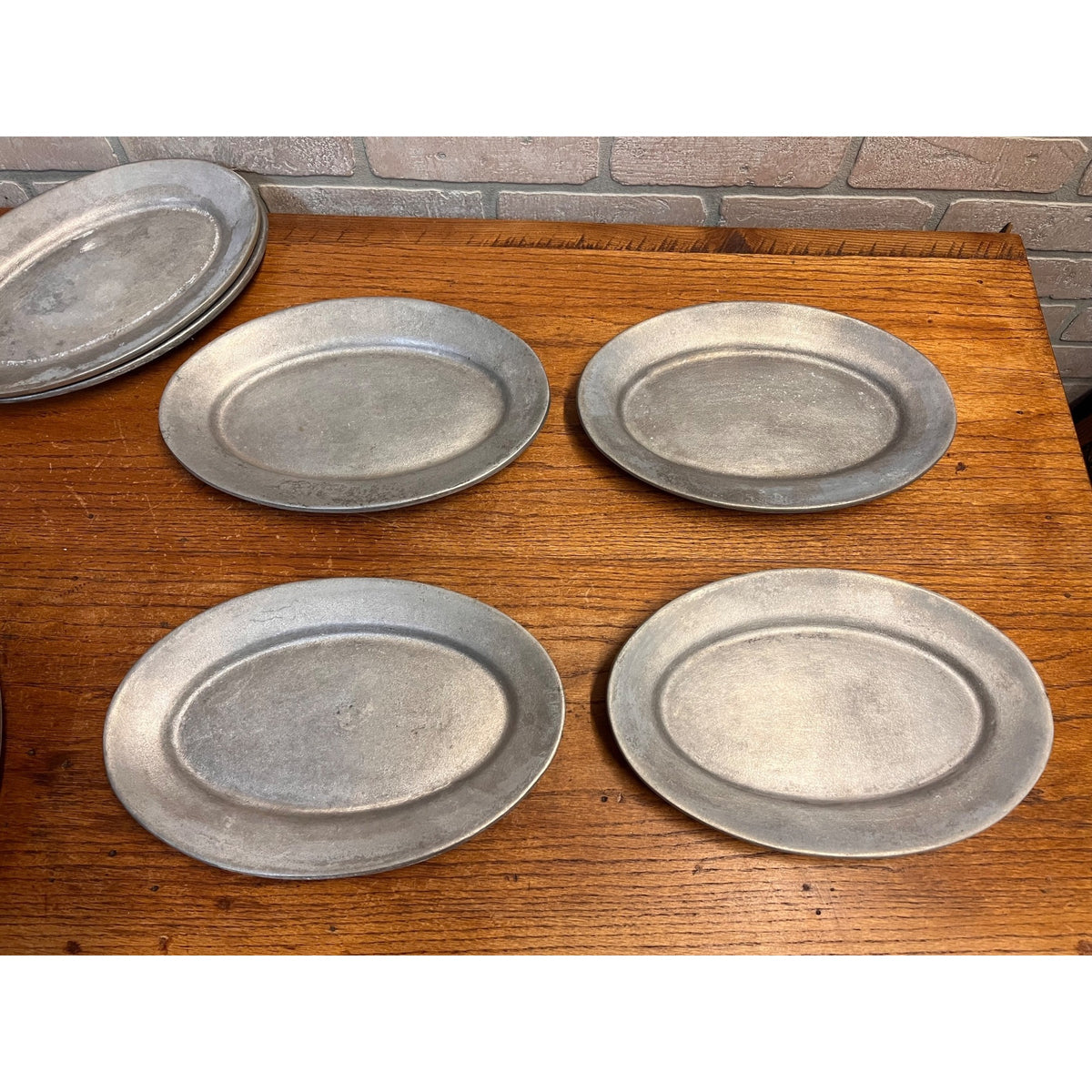 Vintage Lot of Ten (10) Bremer MFG. Oval Aluminum Fajita Steak Platters Elkhart Lake, Wis. WI