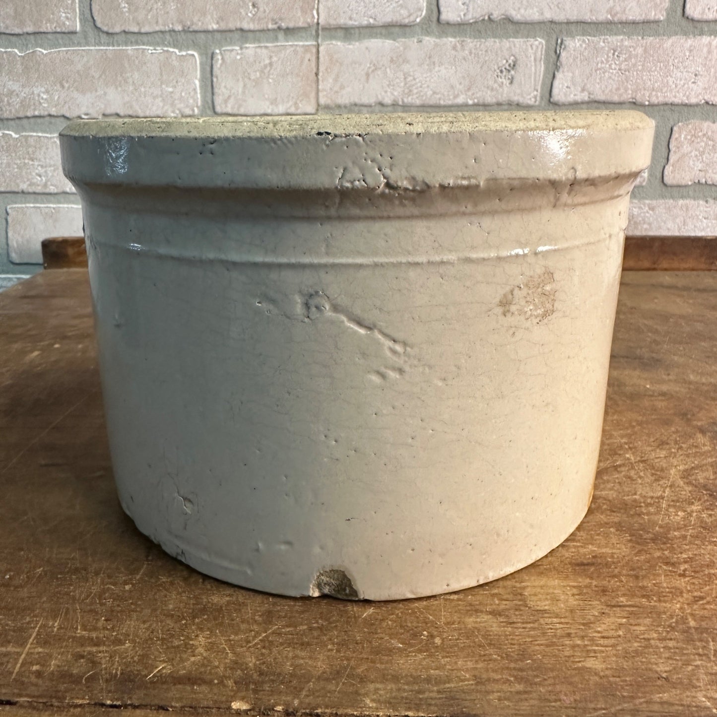 1900's Macomb Pottery Company Western Stoneware Salt Glazed Butter Crock