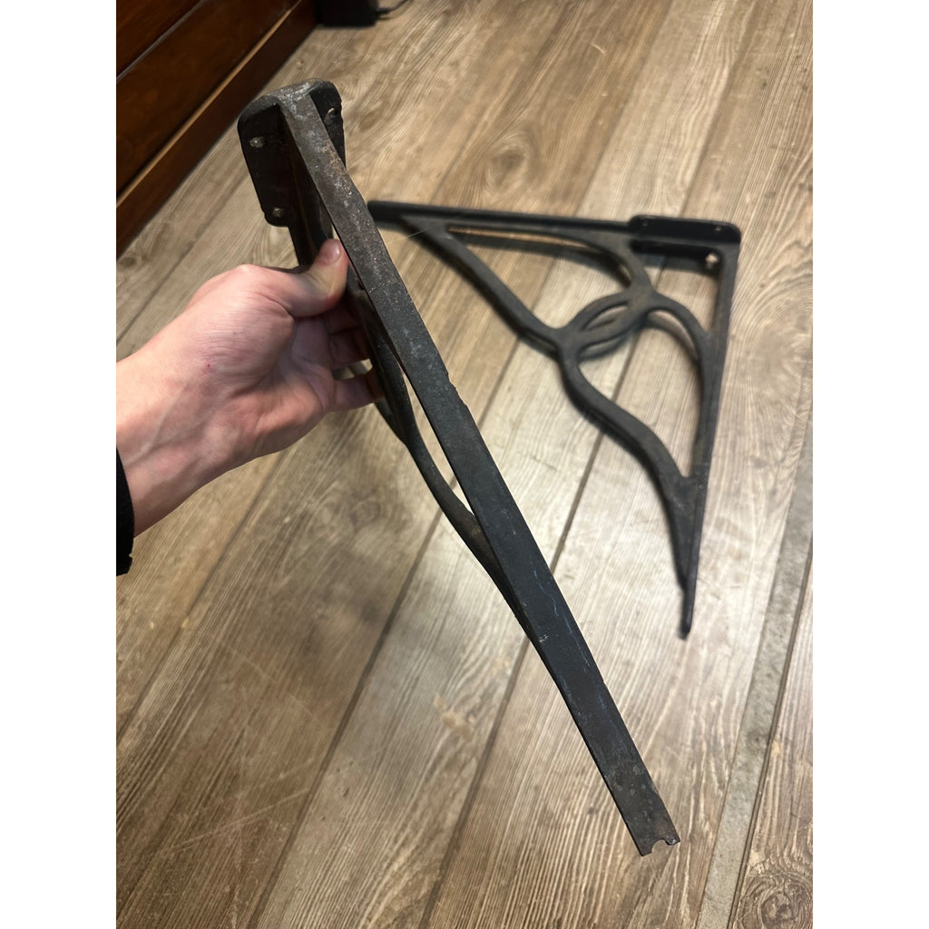 Antique Pair Cast Iron Victorian Book Shelf Brackets Decorative Unrestored 14"