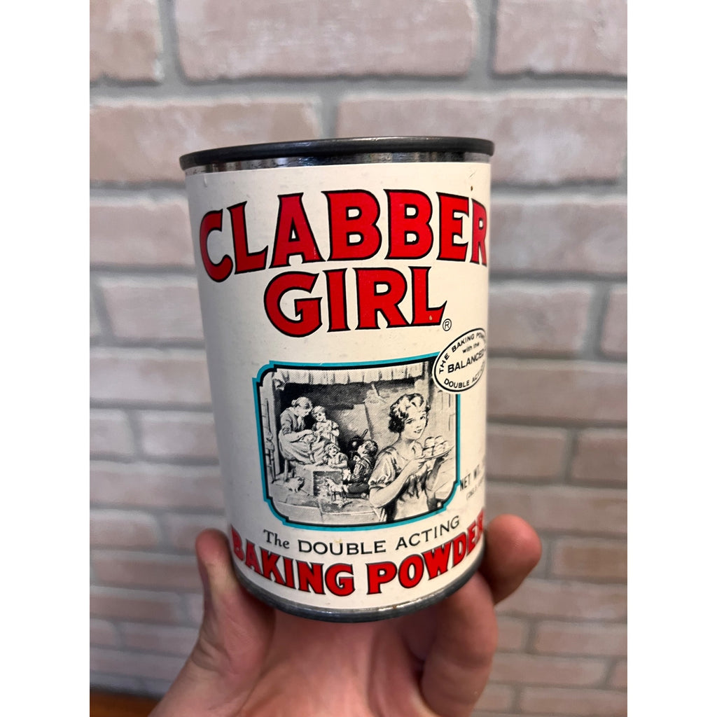 Vintage Clabber Girl Baking Powder Tin Can 10oz Advertising Collectible