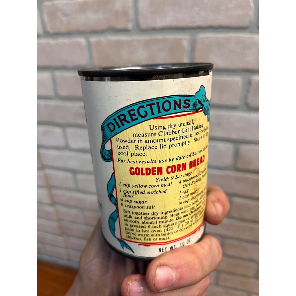 Vintage Clabber Girl Baking Powder Tin Can 10oz Advertising Collectible