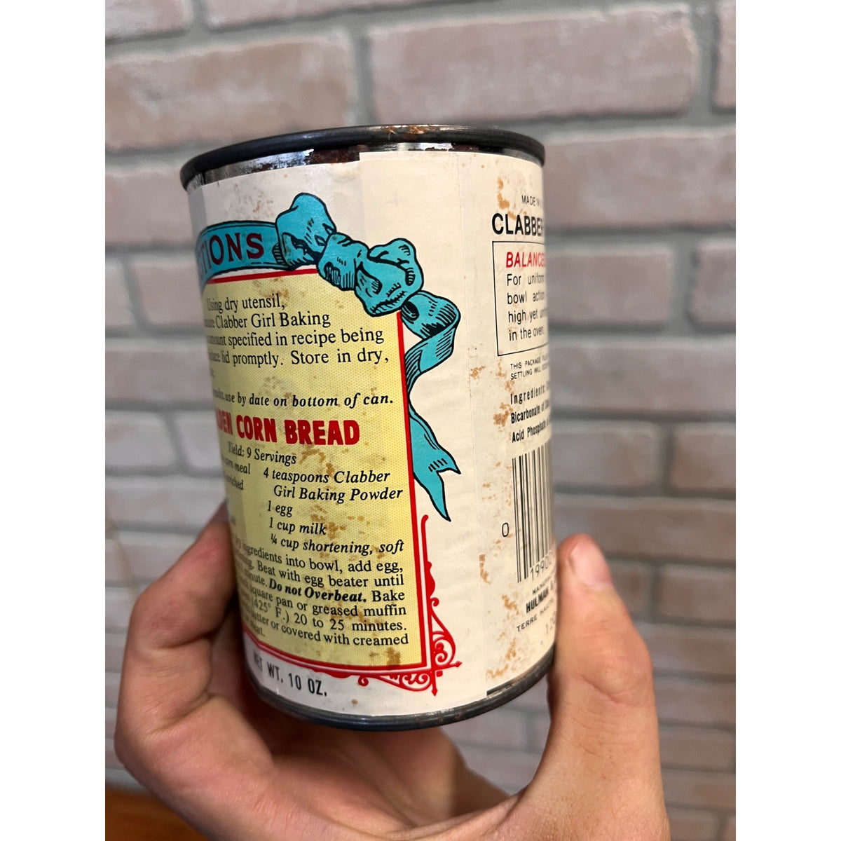 Vintage Clabber Girl Baking Powder Tin Can 10oz Advertising Collectible