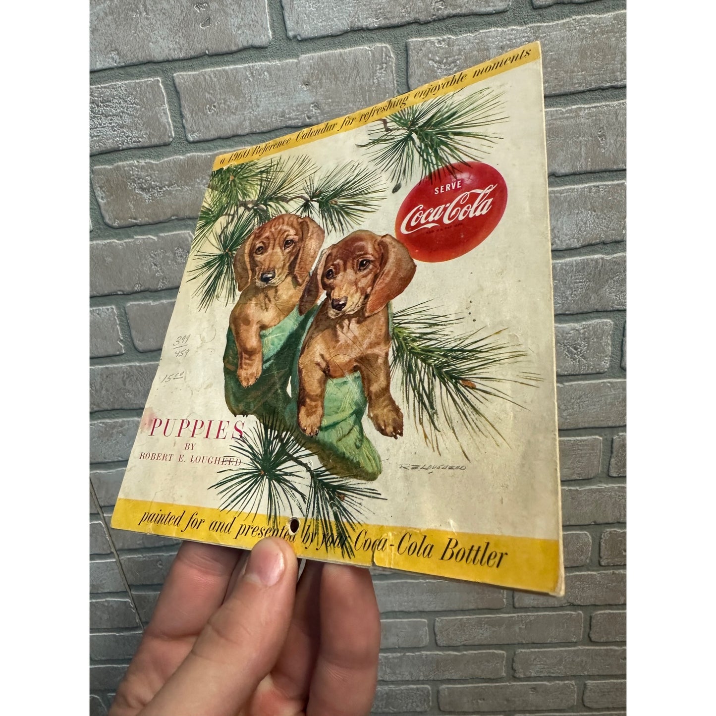 Vintage Coca Cola 1960 Reference Calendar "Puppies" Advertising Promo