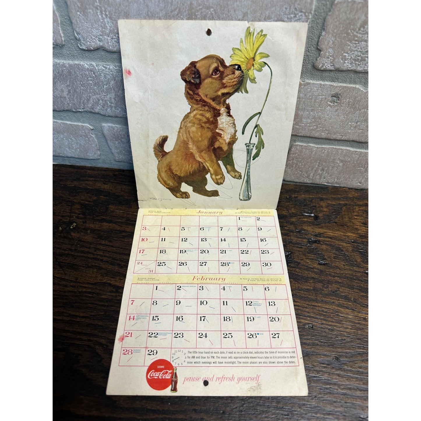 Vintage Coca Cola 1960 Reference Calendar "Puppies" Advertising Promo