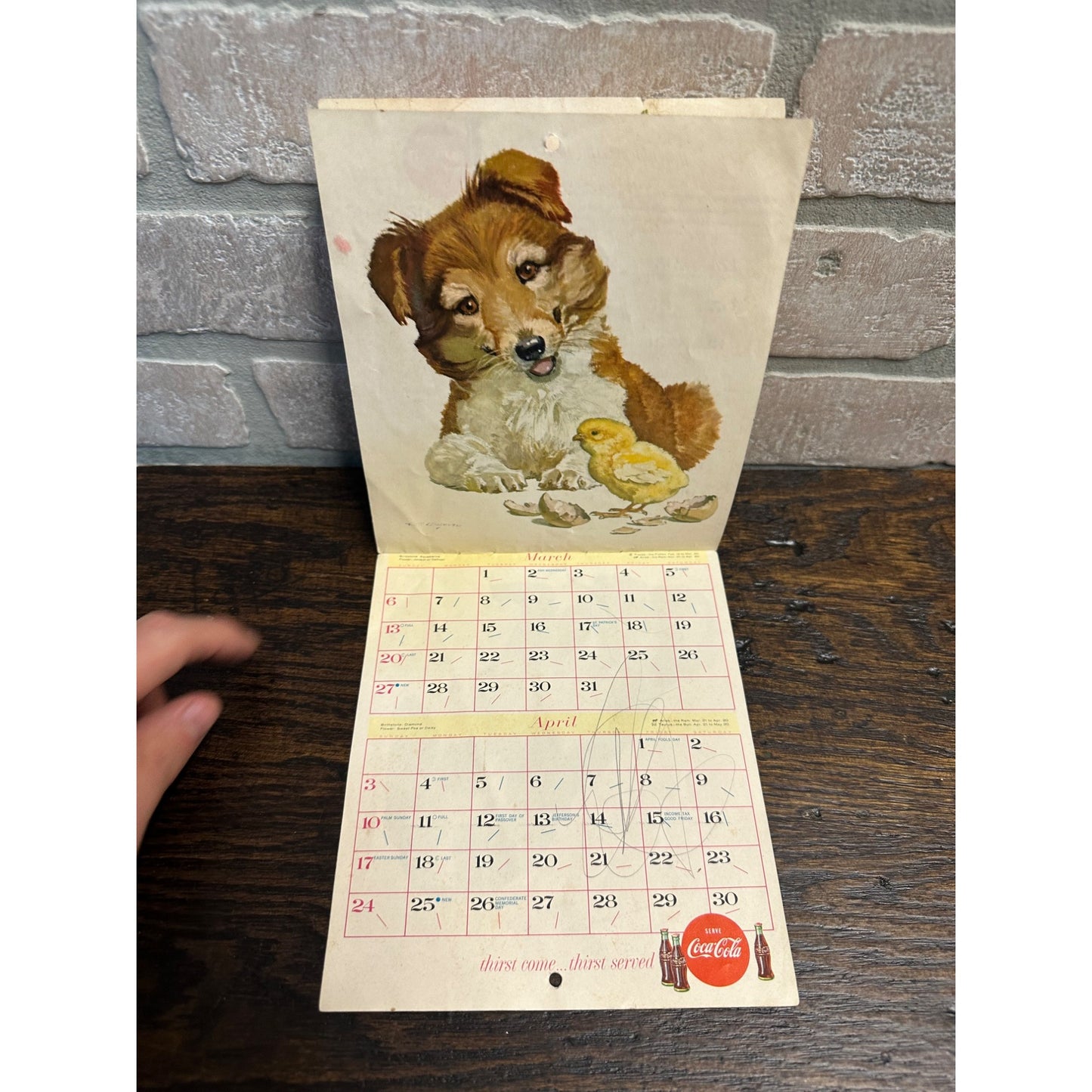 Vintage Coca Cola 1960 Reference Calendar "Puppies" Advertising Promo