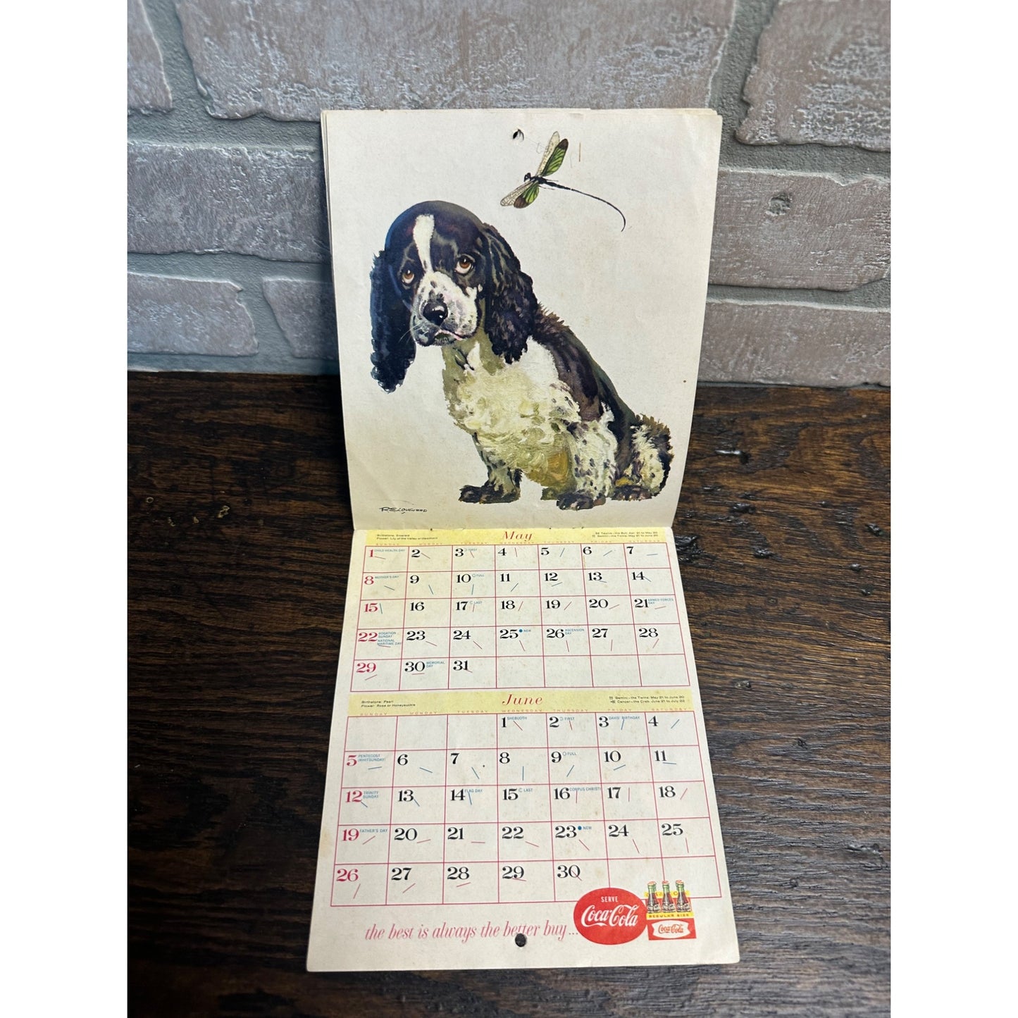 Vintage Coca Cola 1960 Reference Calendar "Puppies" Advertising Promo