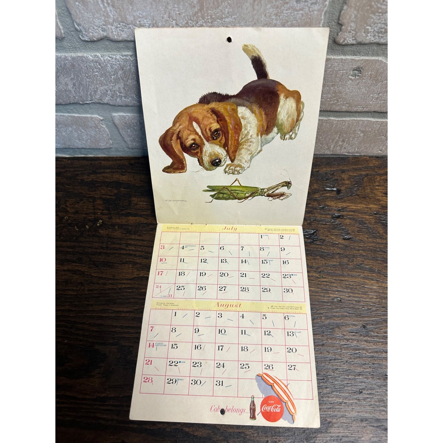 Vintage Coca Cola 1960 Reference Calendar "Puppies" Advertising Promo