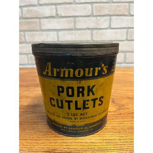 Antique Vintage Armour's Pork Cutlets 5 Pound Can Tin Advertising Chicago