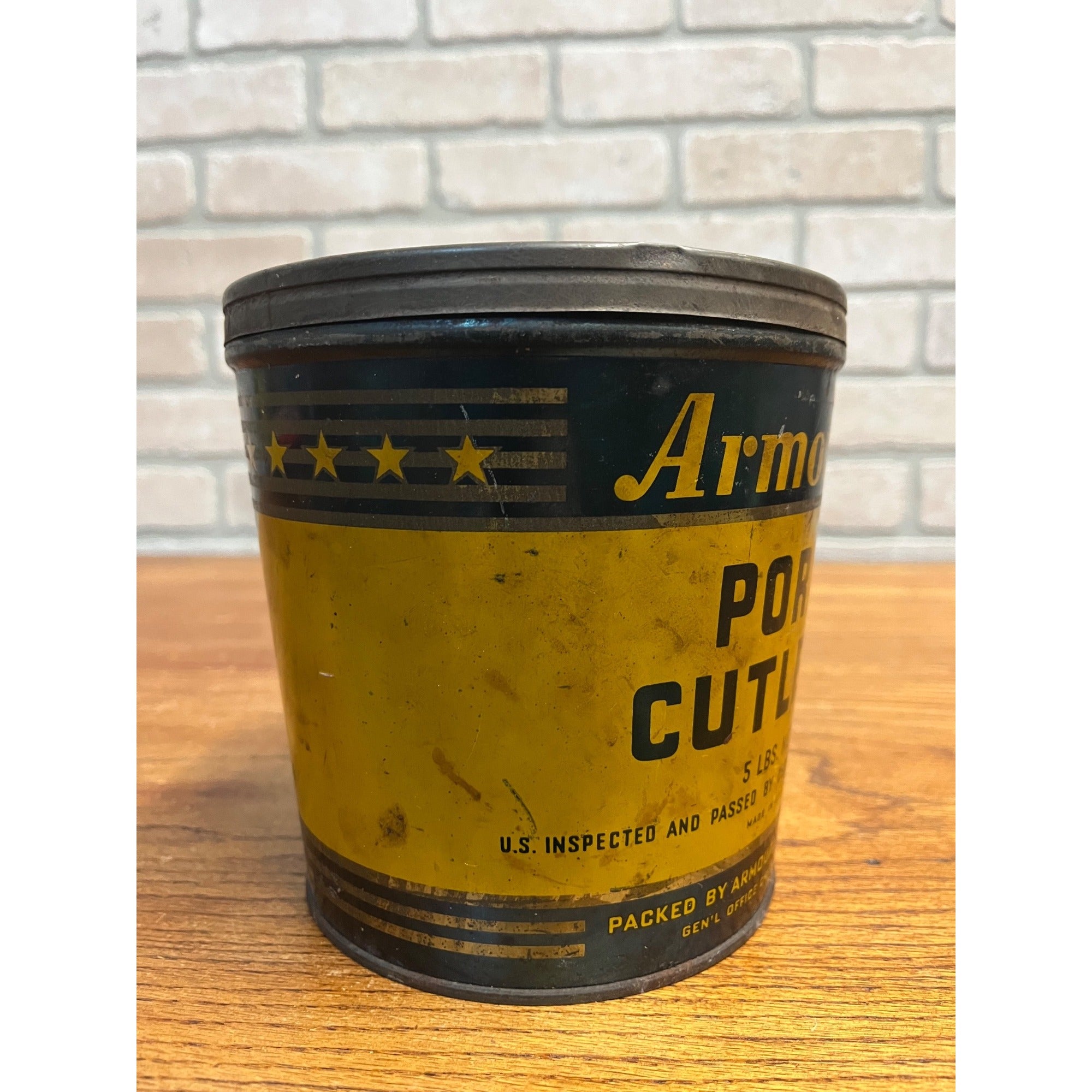 Antique Vintage Armour's Pork Cutlets 5 Pound Can Tin Advertising Chicago