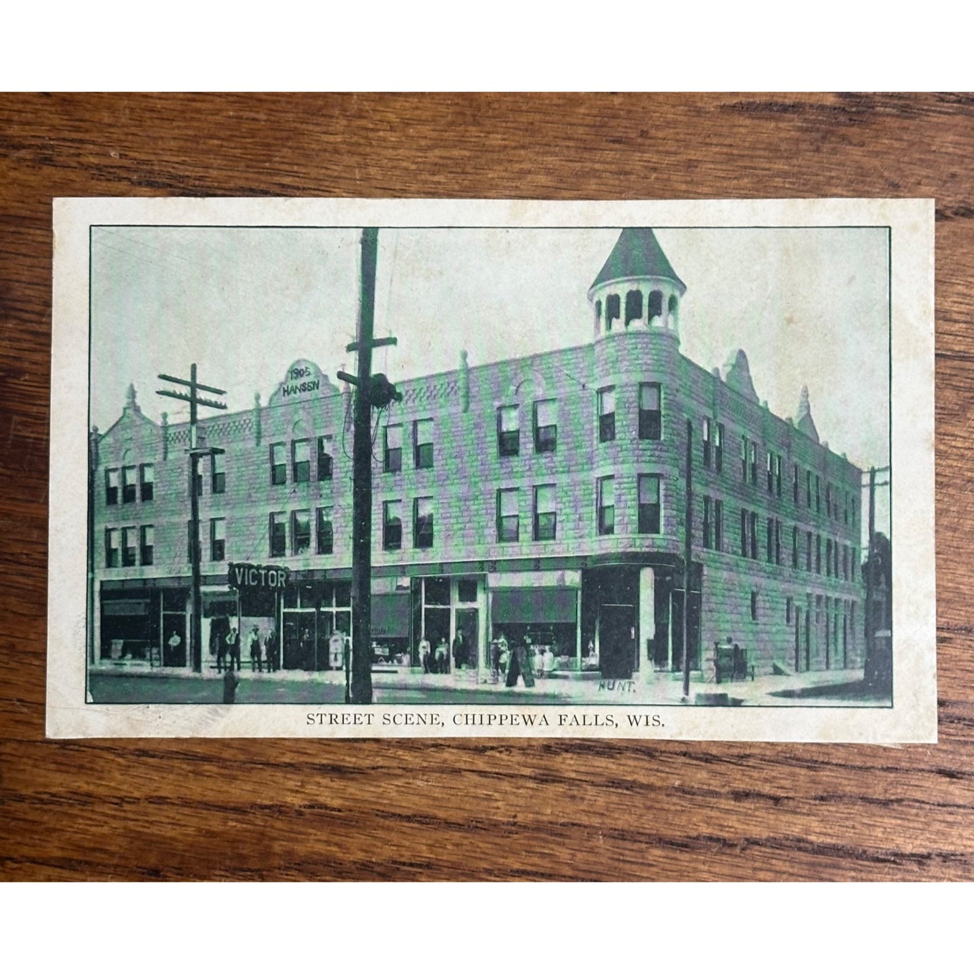 Chippewa Falls Wis RPPC Postcard Street Scene Hansen Building 1908 Wisconsin