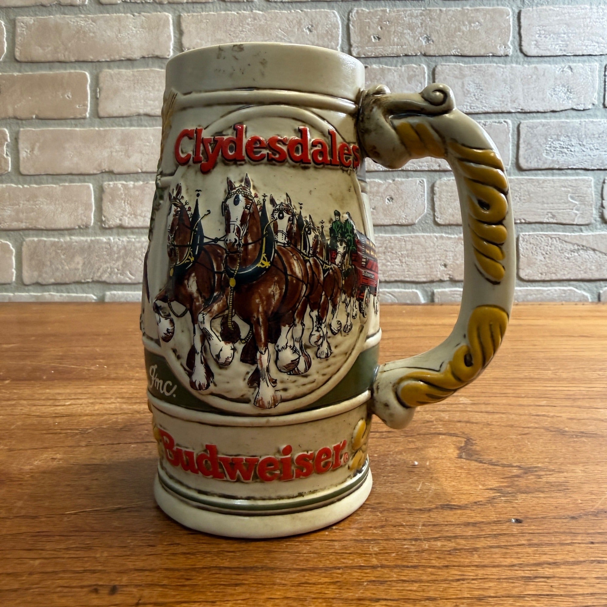 Vintage 1983 Budweiser Clydesdale Horses Beer Stein Mug Ceramic Ceramarte