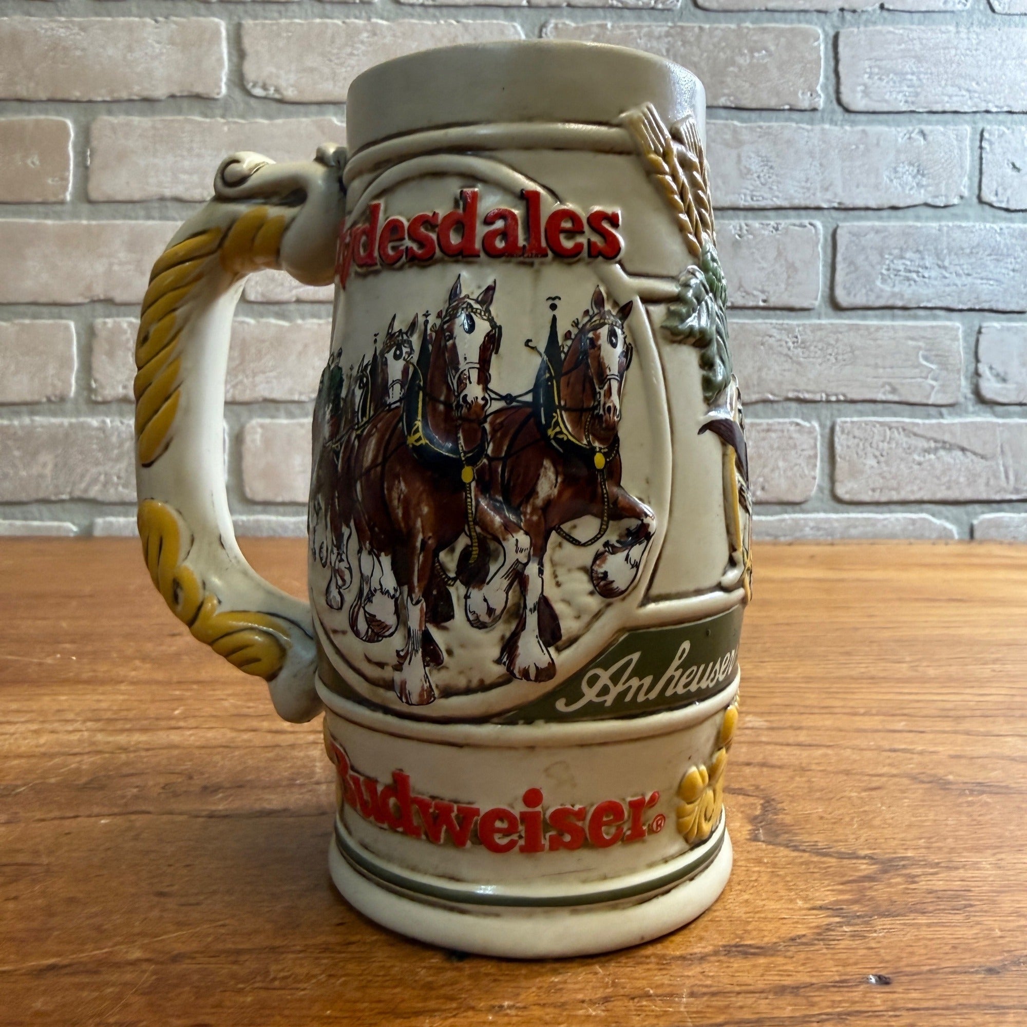 Vintage 1983 Budweiser Clydesdale Horses Beer Stein Mug Ceramic Ceramarte