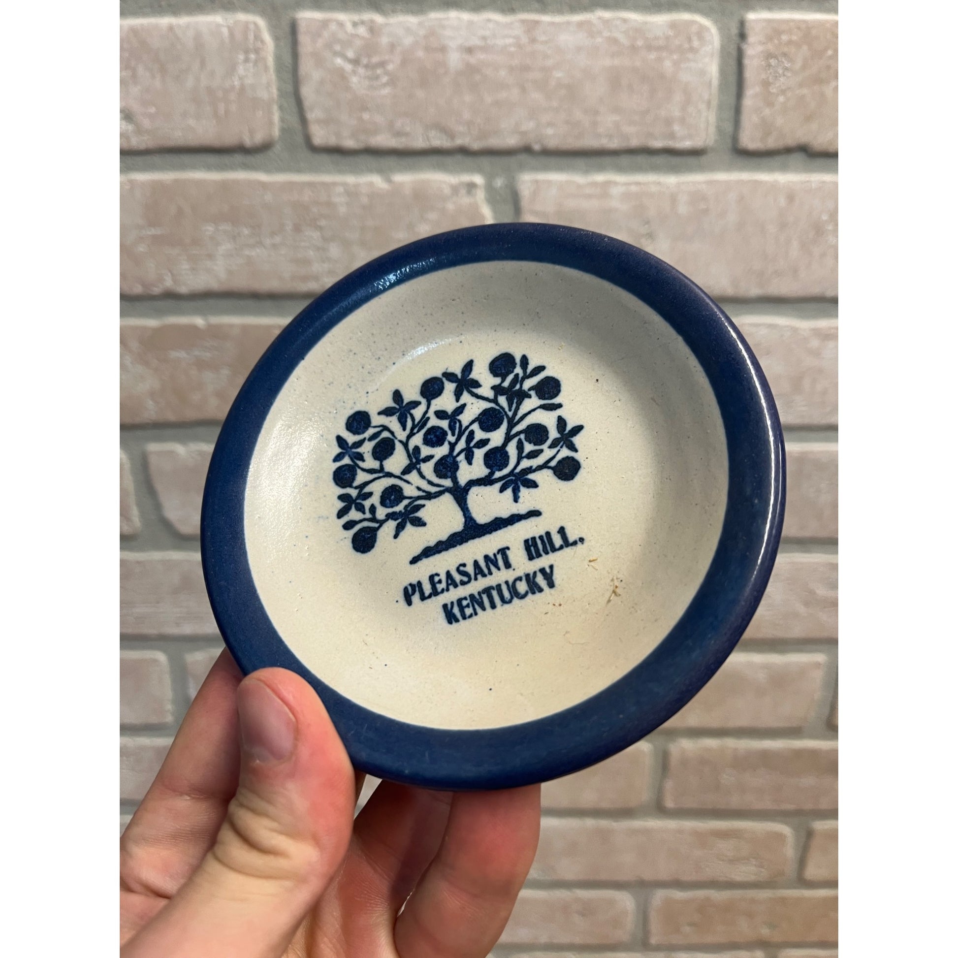 Louisville Stoneware Small Plate Trinket Dish Pleasant Hill Kentucky Tree Blue