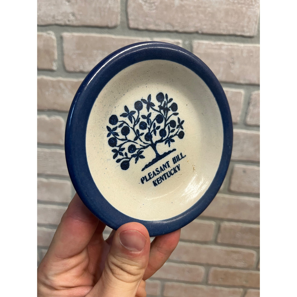 Louisville Stoneware Small Plate Trinket Dish Pleasant Hill Kentucky Tree Blue