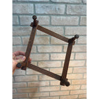 Antique 4-Peg Wooden Accordion Hat Coat Ties Cup Keys Wall Rack Holder Folding 1900s Primitive