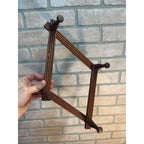 Antique 4-Peg Wooden Accordion Hat Coat Ties Cup Keys Wall Rack Holder Folding 1900s Primitive