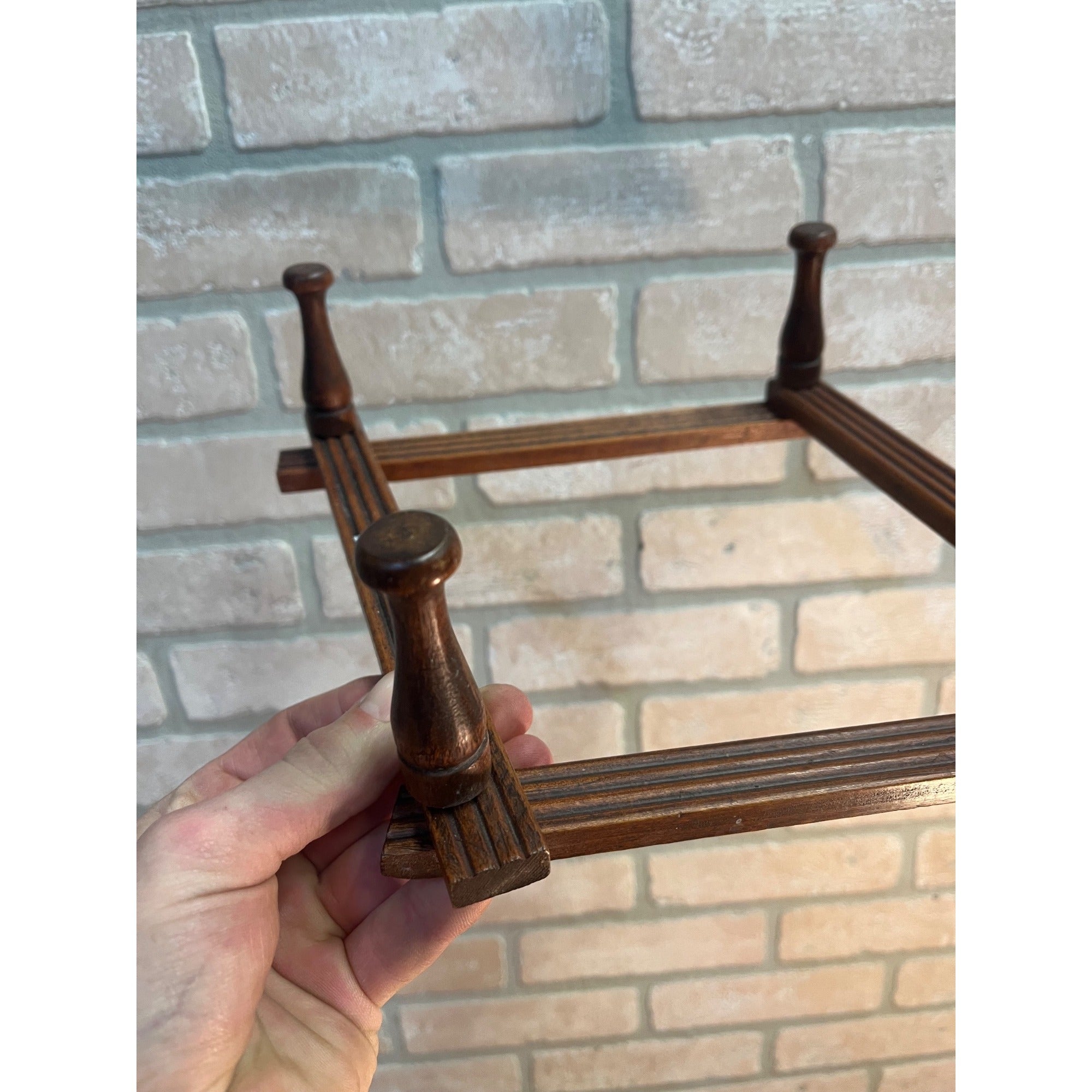 Antique 4-Peg Wooden Accordion Hat Coat Ties Cup Keys Wall Rack Holder Folding 1900s Primitive
