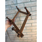 Antique 4-Peg Wooden Accordion Hat Coat Ties Cup Keys Wall Rack Holder Folding 1900s Primitive