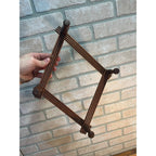 Antique 4-Peg Wooden Accordion Hat Coat Ties Cup Keys Wall Rack Holder Folding 1900s Primitive