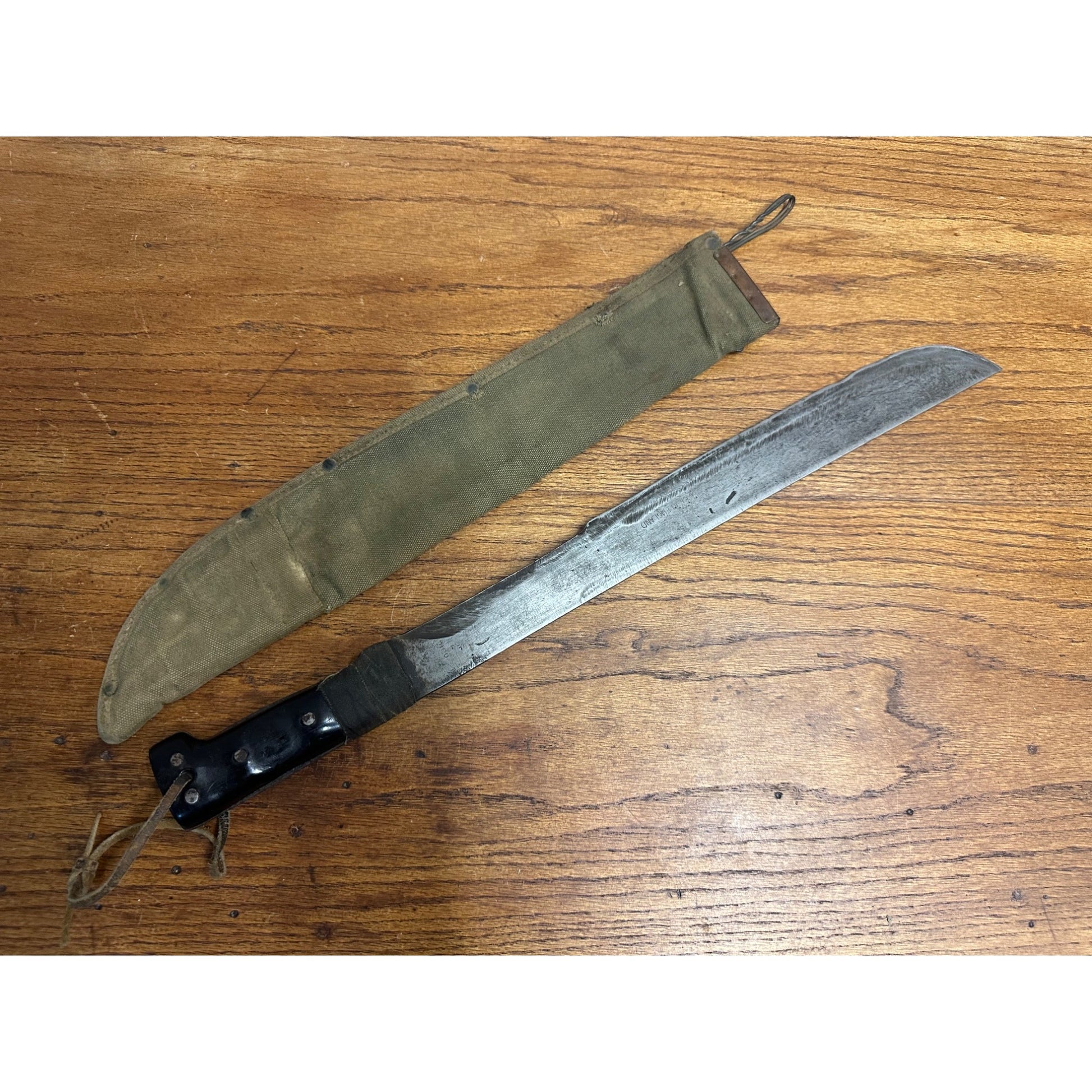 Vintage WWII British Army Machete w/ Canvas Case 1945 WW2 England As-Is