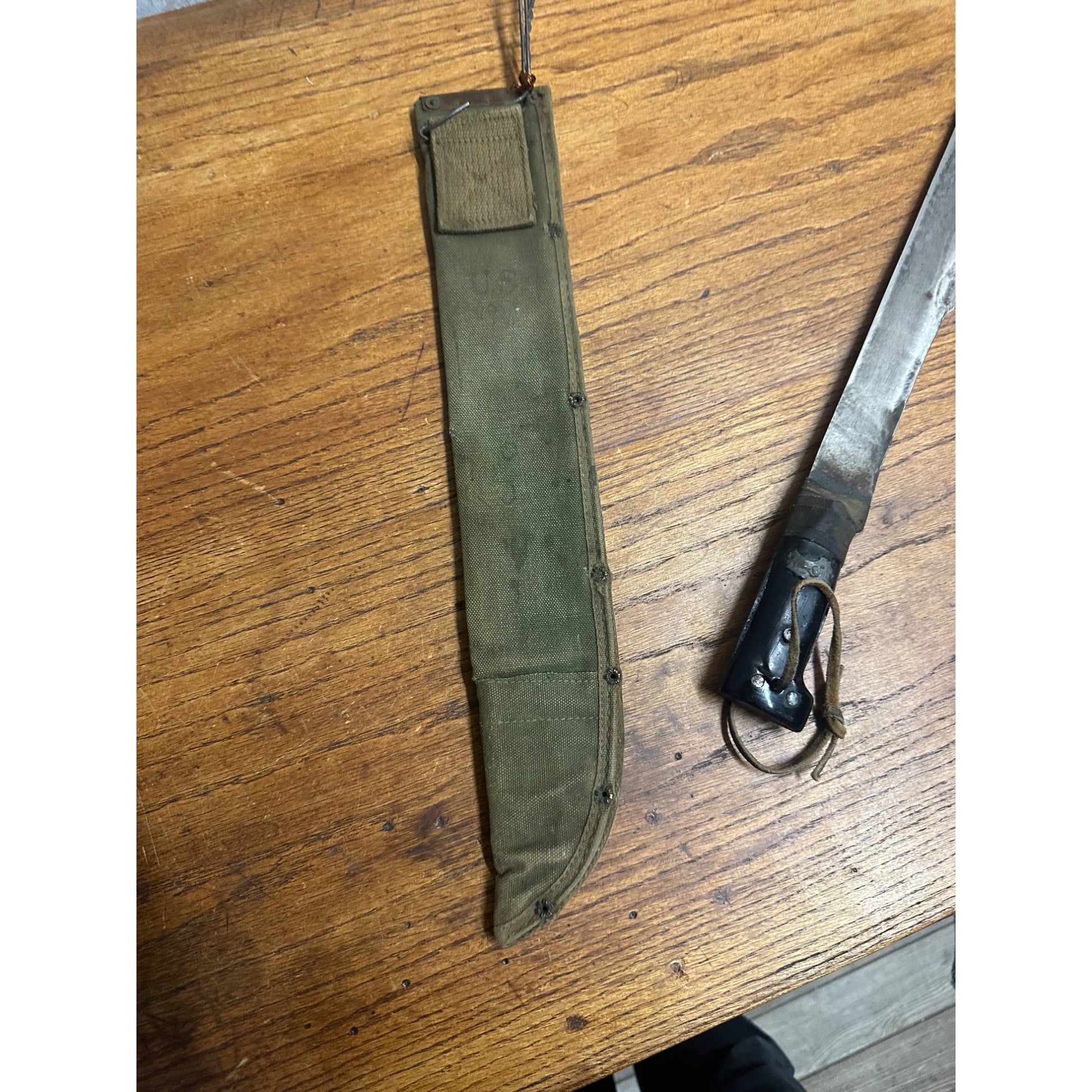 Vintage WWII British Army Machete w/ Canvas Case 1945 WW2 England As-Is