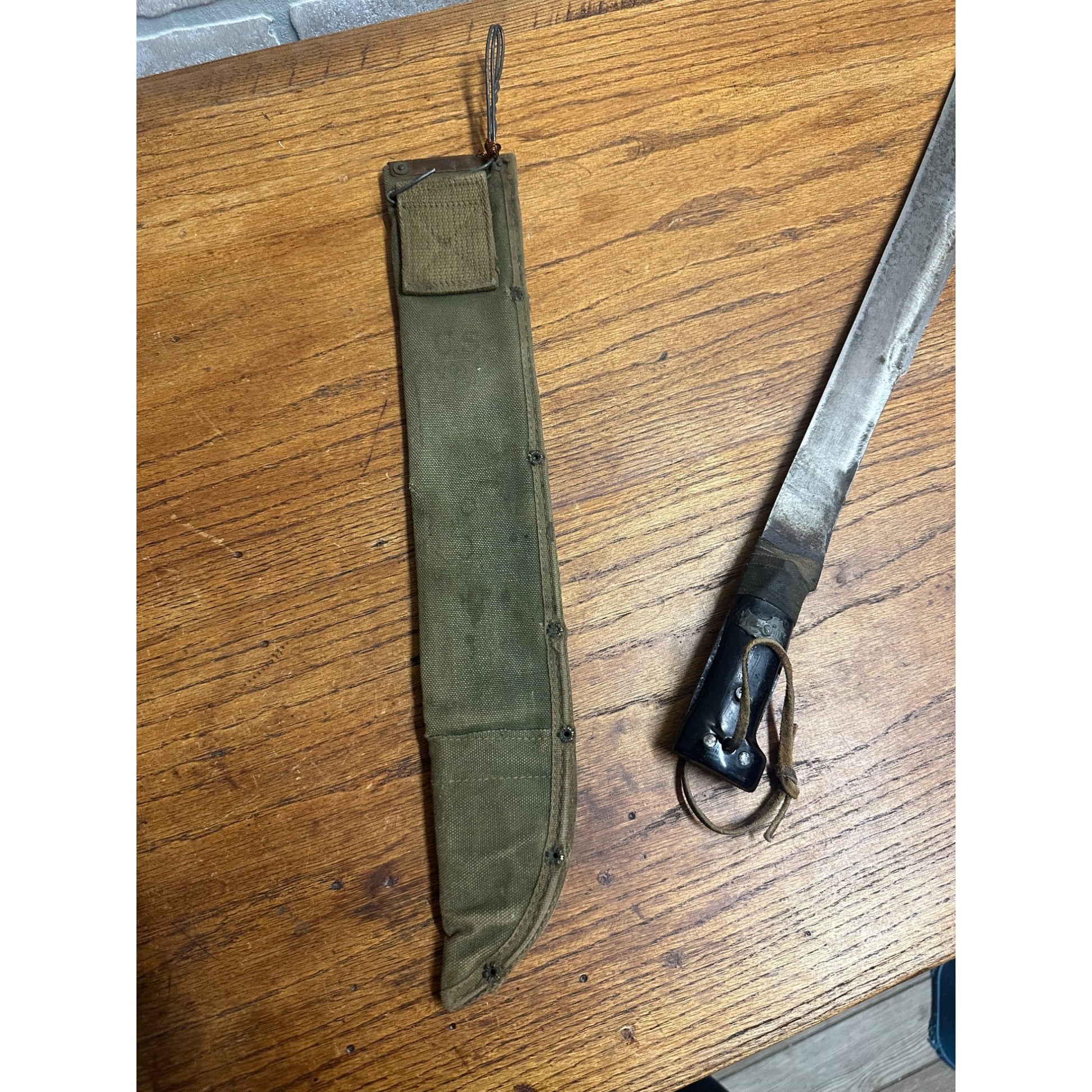 Vintage WWII British Army Machete w/ Canvas Case 1945 WW2 England As-Is